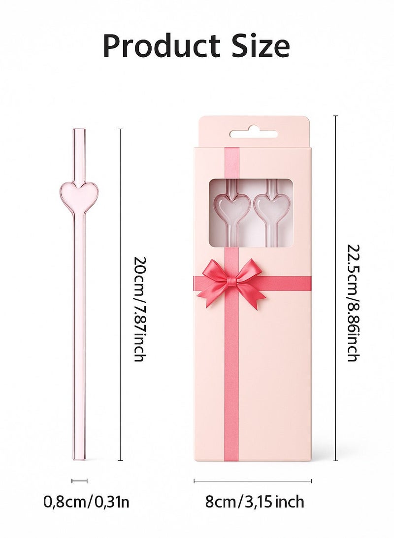 Glass Colorful Straw Set 3 Pieces - 2 Straws 1 Brush Healthy and Eco-friendly - Image 1